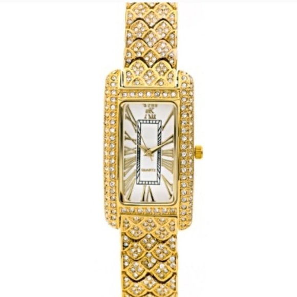 Adee Kaye Accessories - Adee Kaye Beverly Hills White Crytal Yellow Gold Watch